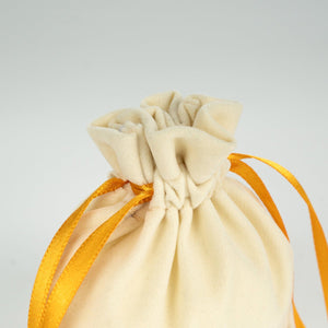 Velvet Rose Drawstring Pouch with Orange Ribbon – 4" × 5" (10 × 13 cm) - Pamusan.com