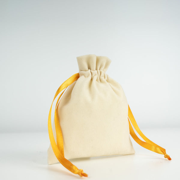 Velvet Rose Drawstring Pouch with Orange Ribbon – 4" × 5" (10 × 13 cm) - Pamusan.com