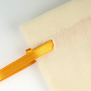 Velvet Rose Drawstring Pouch with Orange Ribbon – 4" × 5" (10 × 13 cm) - Pamusan.com