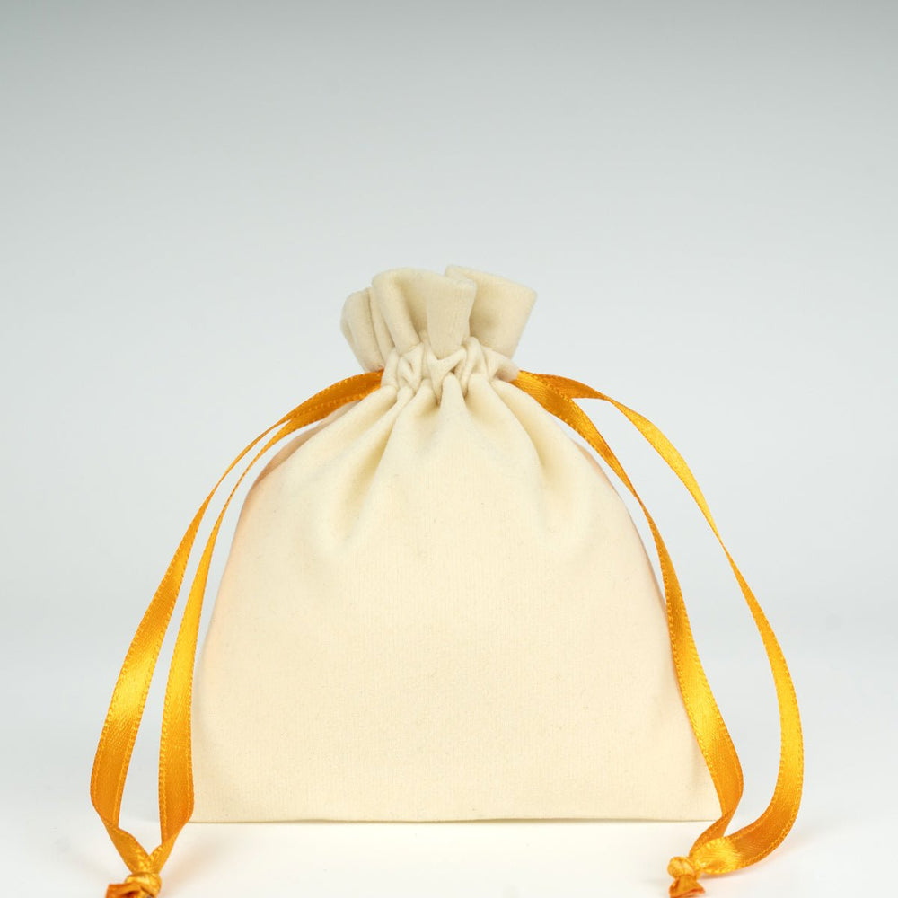 Velvet Rose Drawstring Pouch with Orange Ribbon – 4" × 5" (10 × 13 cm) - Pamusan.com