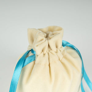 Velvet Rose Drawstring Pouch with Turquoise Ribbon – 4" × 5" (10 × 13 cm) - Pamusan.com