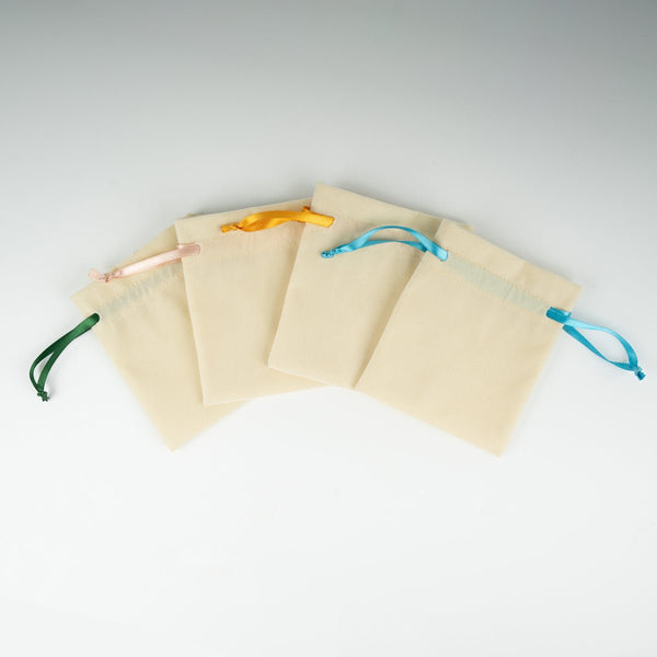 Velvet Rose Drawstring Pouch with Turquoise Ribbon – 4" × 5" (10 × 13 cm) - Pamusan.com