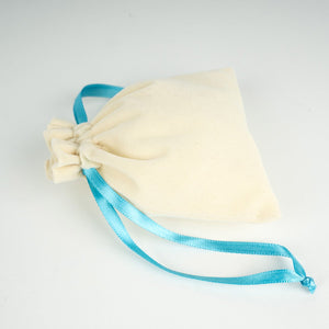 Velvet Rose Drawstring Pouch with Turquoise Ribbon – 4" × 5" (10 × 13 cm) - Pamusan.com