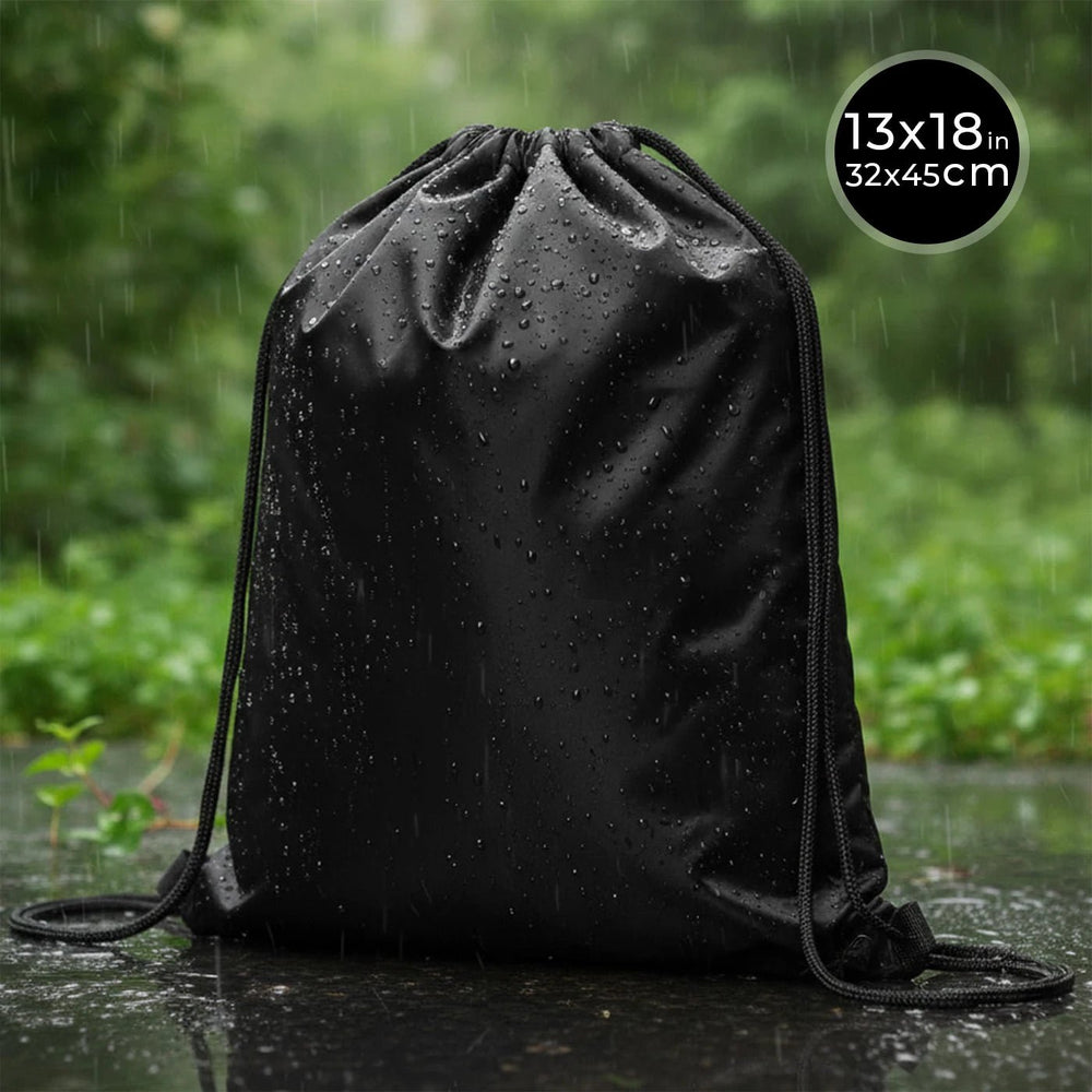 Waterproof Drawstring Backpack – Black, Large 13×18 in (32×45 cm) - Pamusan.com