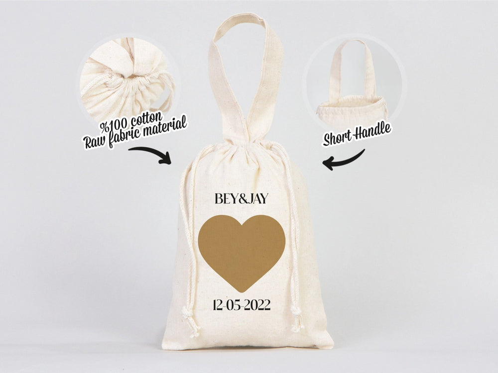 Wedding Favor Bags 6"x8" – Custom Cotton Pouches with Name & Thank You Gift Bags - Pamusan.com