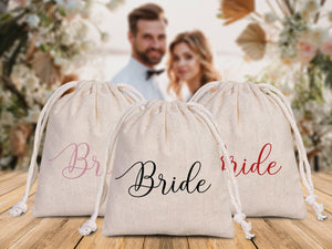 Wedding Pouch Bags, Personalized Bridal Party Drawstring Cotton Bags & Bridesmaid Favor Sacks - Pamusan.com