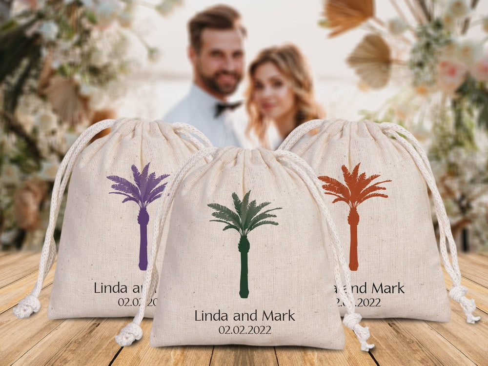 Wedding Welcome Pouch Bags – Personalized Cotton Drawstring Bridal Favors - Pamusan.com