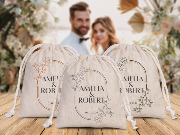 Wedding Welcome Pouch Bags – Personalized Cotton Drawstring Bridal Party Favors - Pamusan.com