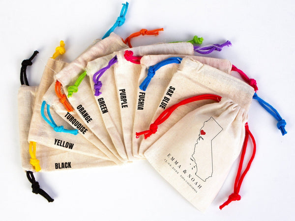Wedding Welcome Pouches – Personalized Colorful Drawstring Favor Bags (4"x5") - Pamusan.com
