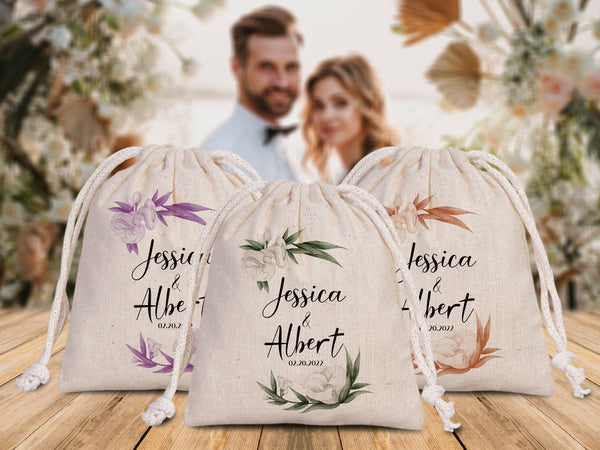 Welcome Bags, Wedding Party Drawstring pouches - Custom Bridal Party Cotton Bag - Favor drawstring Pouches - Pamusan.com