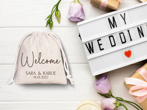 Welcome to the Wedding Pouches – Personalized Cotton Drawstring Bags for Bridal Party & Bridesmaids - Pamusan.com