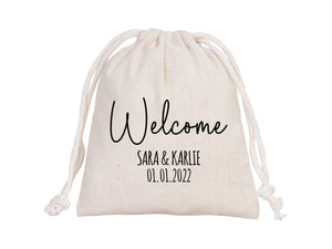 Welcome to the Wedding Pouches – Personalized Cotton Drawstring Bags for Bridal Party & Bridesmaids - Pamusan.com