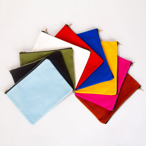 Yellow Cotton Clutch Bag – 8"x6" Reusable Cosmetic Makeup Zipper Pouch - Pamusan.com