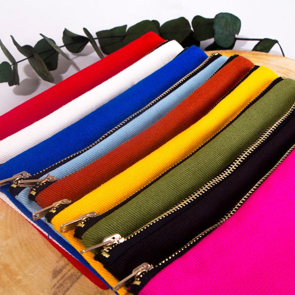 Yellow Cotton Clutch Bag – 8"x6" Reusable Cosmetic Makeup Zipper Pouch - Pamusan.com